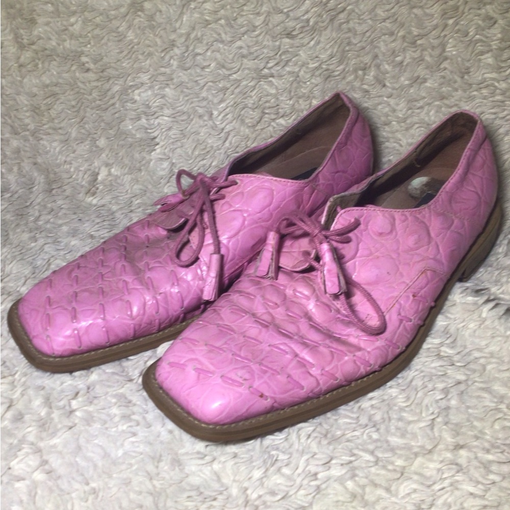 GIORGIO SERUTINI Genuine leather pink crocodile alligator ￼￼Oxford Dress Shoes 9